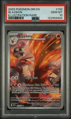 2025 POKEMON DRI EN-DESTINED RIVALS ILLUSTRATION RARE #192 BLAZIKEN PSA 10 - Image 1