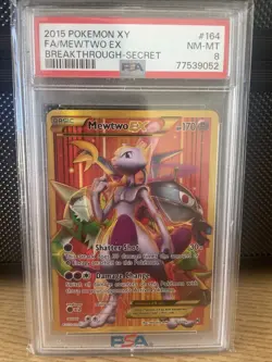 2015 POKEMON XY BREAKTHROUGH MEWTWO EX #164 SECRET GOLD RARE PSA 8 NM VINTAGE - Image 1