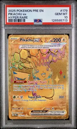 2025 POKEMON PRE EN-PRISMATIC EVOLUTIONS HYPER RARE #179 PIKACHU EX PSA 10 - Image 1