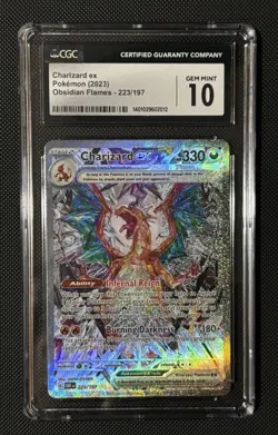 2023 POKEMON OBF EN-OBSIDIAN FLAMES #223 CHARIZARD EX CGC 10 GEM MINT - Image 1