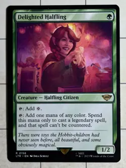MTG Delighted Halfling - LTR: Tales of Middle-earth Green #158 NM R Nonfoil - Image 1