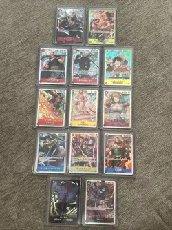 One Piece CCG 13 Card Lot JP SEC SR R Various Sets Newly Pulled NM Free Ship US - Image 1