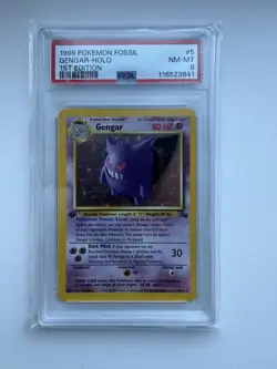 1999 Pokemon Fossil 1st Edition Gengar Holo #5 PSA 8 NM-MT WOTC Vintage 5/62 - Image 1