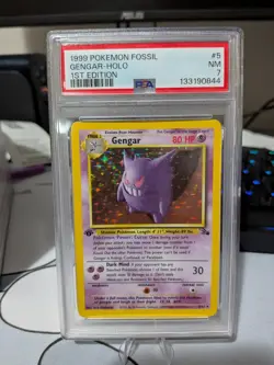 Gengar Holo, 1st Edition PSA 7 #5/62 - 1999 Pokemon Fossil - Image 1