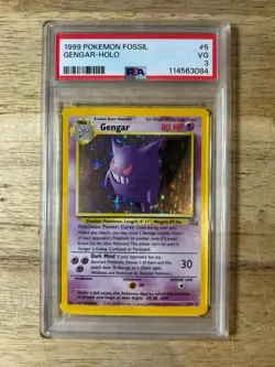 1999 Pokemon Gengar 5/62 Fossil Holo PSA 3 - Image 1