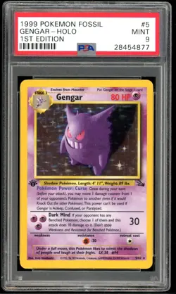 Gengar 5/62 Holo 1999 Pokemon Fossil 1st Edition PSA 9 - Image 1