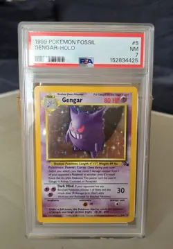 Pokemon TCG Gengar Fossil Holo Rare Card 5/62 PSA 7 NM 1999 - Image 1