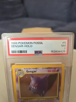 Pokemon TCG Gengar Fossil Holo Rare Card 5/62 PSA 7 NM 1999 - Image 2