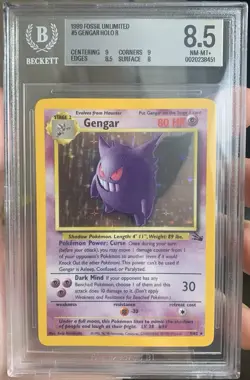 1999 Pokemon Unlimited Fossil Gengar Holo 5/62 BGS 8.5 - Perfect Centering! - Image 1