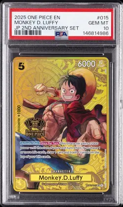 2025 ONE PIECE JAPANESE 2ND ANNIVERSARY SET #015 MONKEY D. LUFFY PSA 10 - Image 1