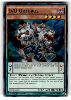 D/D Orthros SDPD-EN004 1st Edition Super Rare Structure Deck: Pendulum Dominatio - Image 1