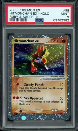 2003 Pokemon Ex Ruby & Sapphire #98 Hitmonchan Ex Holo PSA 9 MINT - Image 1