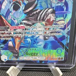 Bandai One Piece CCG Buggy OP10-041 SEC Leader Alt Art Holo 5000 Power Eng - Image 2