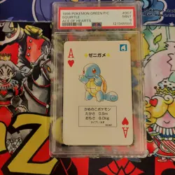 1996 POKEMON GREEN VERSION PLAYING CARDS ACE OF HEARTS #007 SQUIRTLE PSA 9 - Image 1