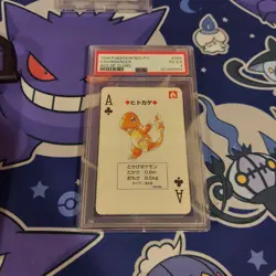 1996 POKEMON RED VERSION PLAYING CARDS ACE OF CLUBS #004 CHARMANDER PSA 4 - Image 1