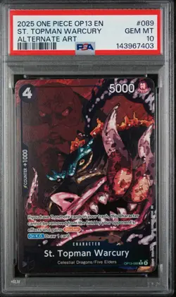 2025 One Piece OP13 St. Topman Warcury OP13-089 Alternate Art PSA 10 - Image 1