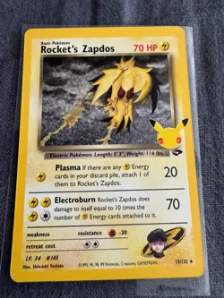 Pokemon Card Rocket's Zapdos 15/132 Celebrations Classic Collection print lines - Image 1