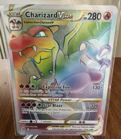 Pokemon TCG Charizard VSTAR Rainbow Secret Rare Card Brilliant Stars 174/172 NM - Image 1