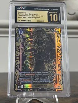 CGC 10 Pristine Digimon Card Game Alt Art Venusmon BT10-042 Tamer's Evolution - Image 1