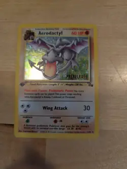 1st Edition Prerelease Aerodactyl 1/62 Fossil Pokemon Card Holo Foil Rare (MP) - Image 1