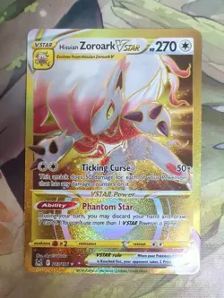 Pokemon TCG Lost Origin Hisuian Zoroark VSTAR 213/196 NM Gold Secret Rare Card - Image 1