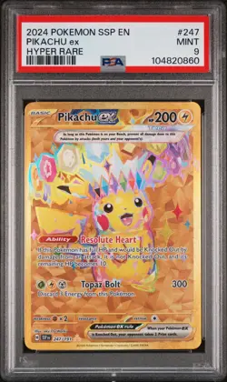 Pikachu EX 247/191 Hyper Rare Ssp En Surging Sparks Pokemon PSA 9 - Image 1