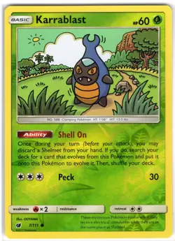 Karrablast 7/111 Common Crimson Invasion Pokemon Reverse Holo Near Mint - Image 1