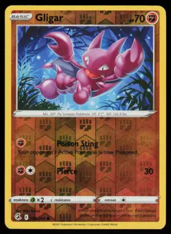 Gligar 140/264 Common Fusion Strike Pokemon Reverse Holo Lightly Played - Image 1