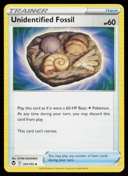 Unidentified Fossil 165/195 Uncommon Silver Tempest Pokemon Near Mint - Image 1