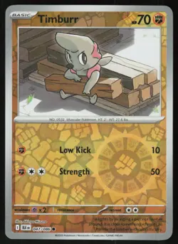 Timburr 047/086 Common Black Bolt Pokemon Reverse Holo Near Mint - Image 1