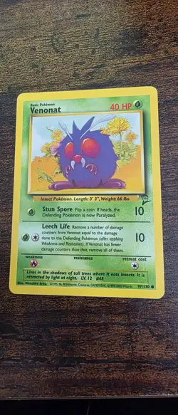Venonat 97/130 Common Base Set 2 Pokemon Lightly Played - Image 1