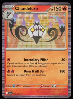 Chandelure 018/086 Holo Rare White Flare Pokemon Holo Near Mint - Image 1