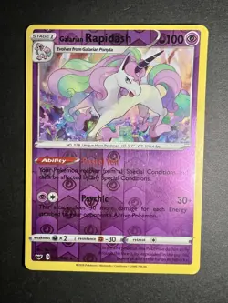 ❤‍🔥 Galarian Rapidash 082/202 Reverse Holo SWSH01: Sword Shield Pokemon Set ✨ - Image 1