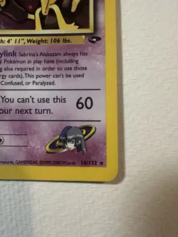 Pokemon Sabrina’s Alakazam 16/132 Gym Challenge Holo Card LP - Image 5