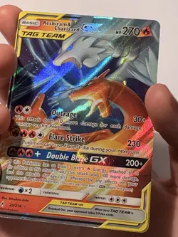 Pokemon TCG- Reshriam & Charizard GX Tag Team 20/214 2019 Holo English Card - Image 4
