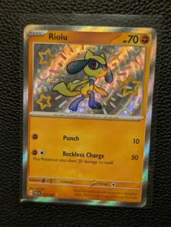 Pokemon Riolu Holo Shiny Rare TCG Card Scarlet & Violet Paldean Fates 173/091 NM - Image 1