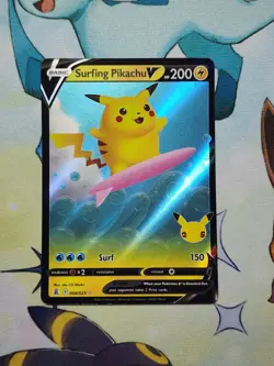 Surfing Pikachu V - 008/025 - Pokemon Celebrations Sword & Shield Rare Card NM - Image 1