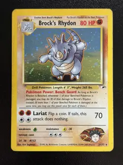 BROCK'S RHYDON - Pokemon Card - Gym Heroes - 2/132 - Holo - Unlimited - MP (A) - Image 1