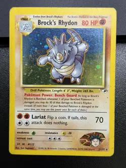 BROCK'S RHYDON - Pokemon Card - Gym Heroes - 2/132 - Holo - Unlimited - MP (A) - Image 2