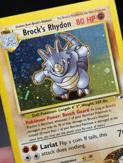 BROCK'S RHYDON - Pokemon Card - Gym Heroes - 2/132 - Holo - Unlimited - MP (A) - Image 4