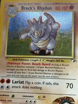 BROCK'S RHYDON - Pokemon Card - Gym Heroes - 2/132 - Holo - Unlimited - MP (A) - Image 5