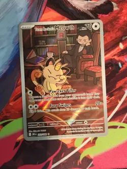 Pokemon TCG Team Rockets Meowth Card 203/182 Destined Rivals NM - Image 1