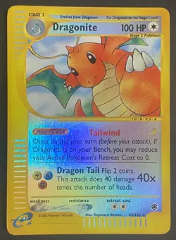 Dragonite 2002 Pokemon Expedition Reverse Holo #43/165 Water Mark Bottom Left - Image 1