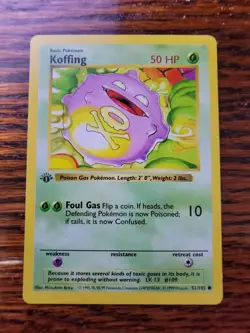 Koffing 51/102 LP | Base Set | 1ST EDITION | Vintage WOTC Pokemon TCG - Image 1