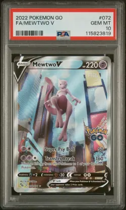 2022 Pokemon SWSH Pokemon GO Mewtwo V #072/078 PSA 10 - Image 1