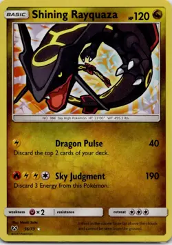 Pokemon TCG Shining Rayquaza Shiny Holo Rare Shining Legends 56/73 - Image 1