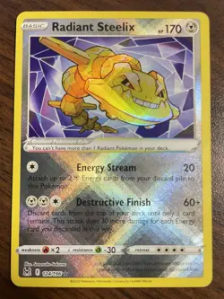 Pokemon TCG - Radiant Steelix 124/196 Shiny Holo Lost Origin Near Mint English - Image 1