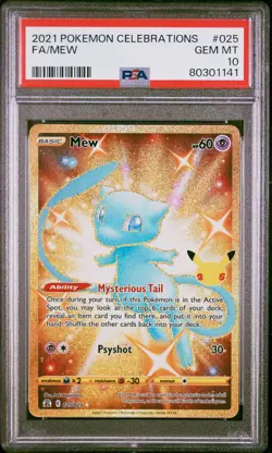PSA 10 GEM MINT Pokemon Mew #025 Full Art Secret Rare Holo Pokemon Celebrations - Image 1