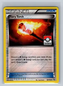 Pokemon League Stamp Trainer Fiery Torch 89/106 Flashfire Promo Crosshatch Holo - Image 1