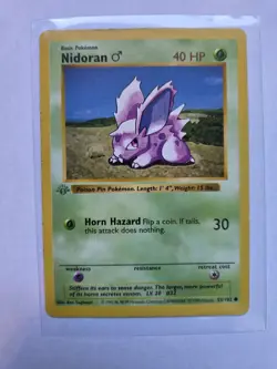 Pokemon Nidoran M 1st Edition Base Set Shadowless Common Card 55/102 40 HP 1999 - Image 1